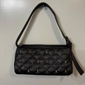 NWT Betsey‎ Johnson Quilted Skull Studded Black  Shoulder Bag